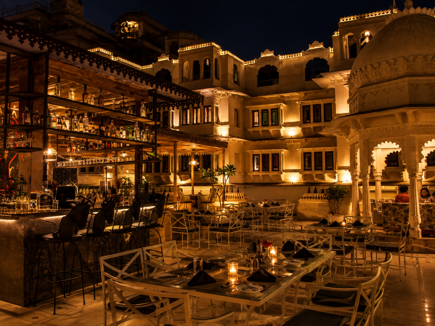 An evening dining and drinks setting