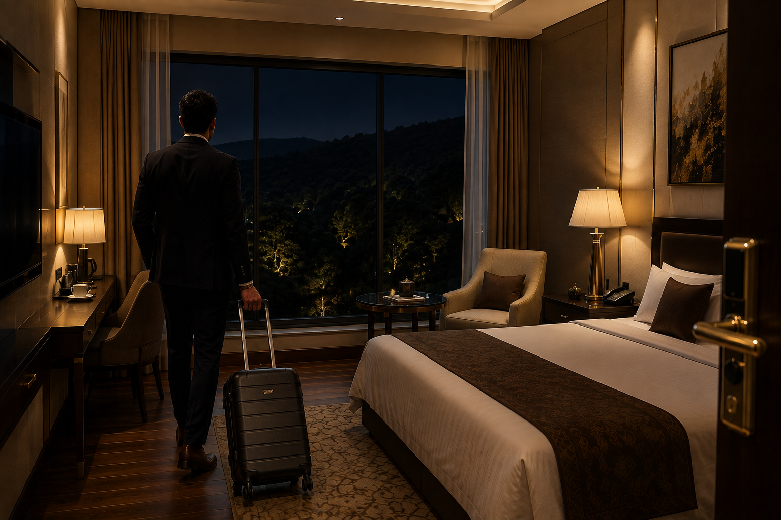 A late-night return to a room at Tiger Hills