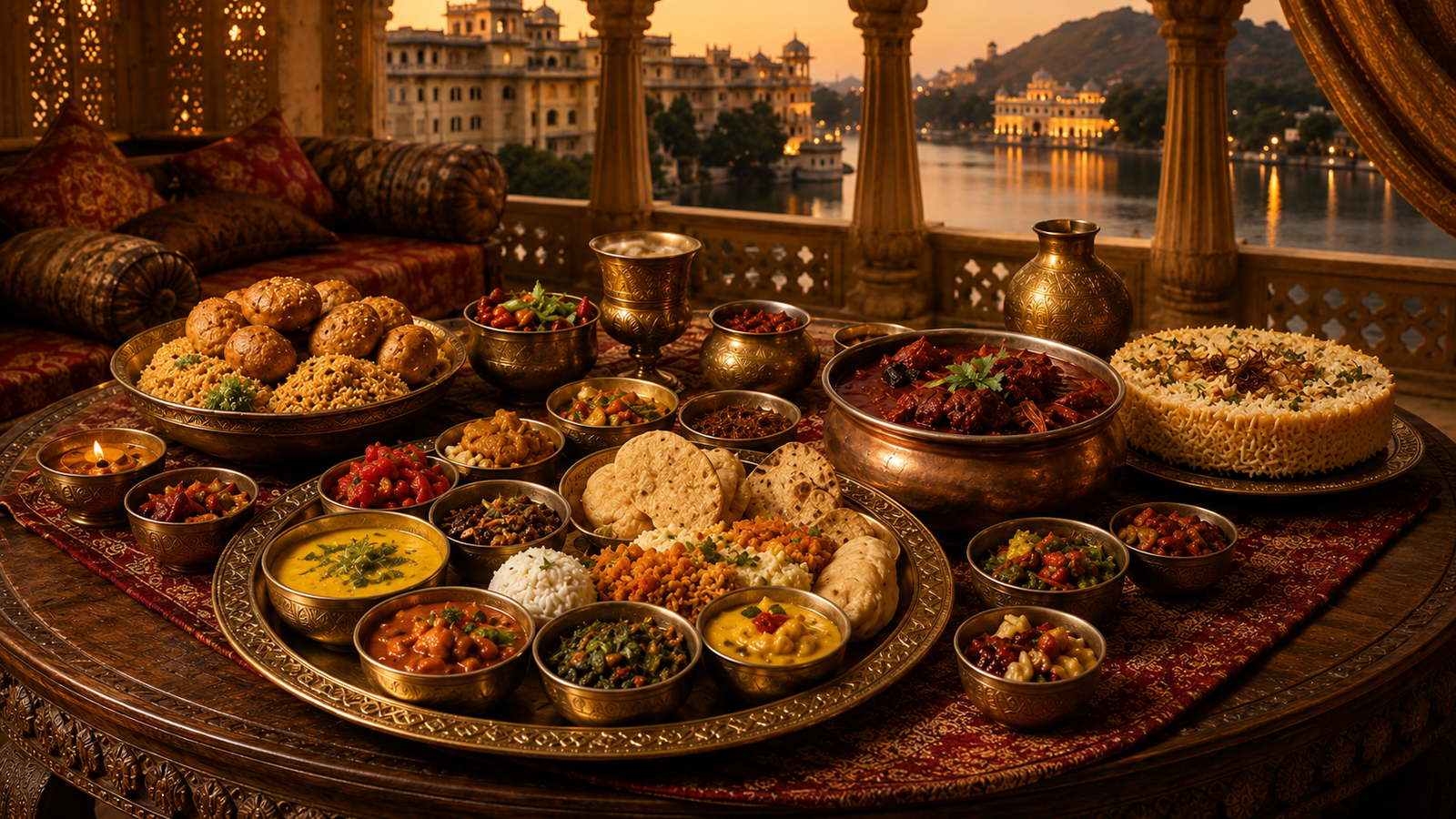 Dinner service on the rooftop as dusk settles in